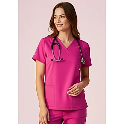 Womens Pink V-Neck Scrub Top