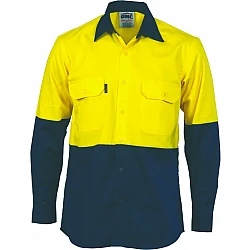 DNC Hi Vis Two Tone 190gsm Cotton Drill Long Sleeve Shirt