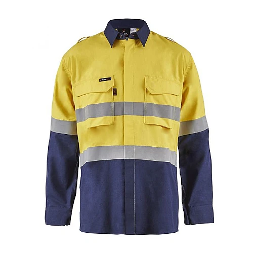 Open Front Hrc2 Shirt With Gusset Sleeves And Fr Reflective Tape Open Front Hrc2 Shirt With Gusset Sleeves And Fr Reflective Tape