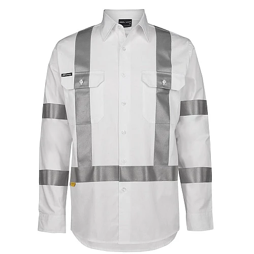 Hi Vis White Night Safety Shirt X Pattern Reflective Tape Hi Vis White Night Safety Shirt X Pattern Reflective Tape
