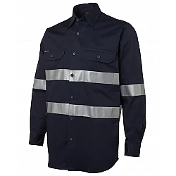 Hi Vis Dark Navy Long Sleeve Shirt With Reflective Tape