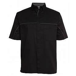 Short Sleeve Button Shirt With Piping