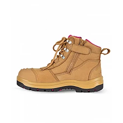 JB's Wear Ladies Atrax Zip Safety Boots (Wheat/Pink)