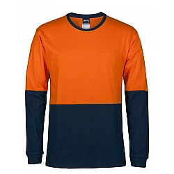Hi Vis Long Sleeve Crew Neck Cotton T-Shirt