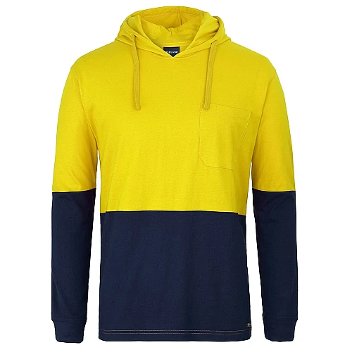 Hi Vis Long Sleeve Hooded Cotton T-Shirt Hi Vis Long Sleeve Hooded Cotton T-Shirt