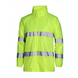 Hi Vis Wet Weather Jacket Yellow With Reflective Tape