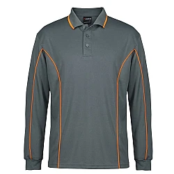 Long Sleeve Polo Shirt With Piping