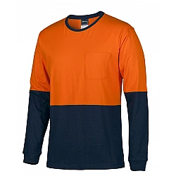 Hi Vis Long Sleeve Crew Neck Cotton T-Shirt