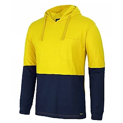 Hi Vis Long Sleeve Hooded Cotton T-Shirt