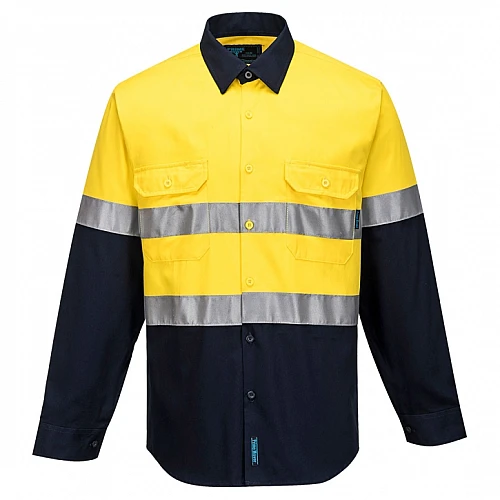 Hi Vis Two Tone Regular Weight Long Sleeve Shirt With Tape