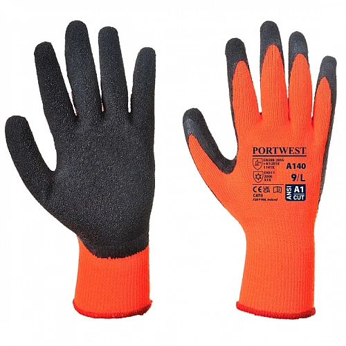Portwest Thermal Latex Grip Glove - HiVis Orange - A140 Portwest Thermal Latex Grip Glove - HiVis Orange - A140
