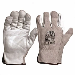 Riggamate Natural Cowgrain Leather Palm Split Back Glove