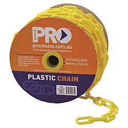 Yellow Or Red/White Plastic Linked Chain 8mm x 25m