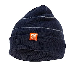 Hi Vis Orange Or Navy Beanie With Retro-Reflective Stripes