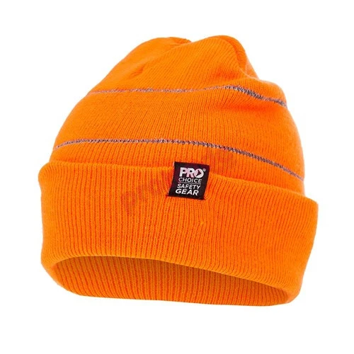 Hi Vis Orange Or Navy Beanie With Retro-Reflective Stripes