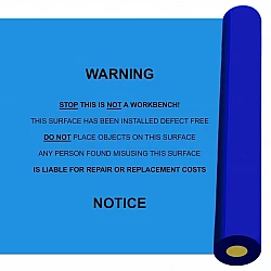 Blue Bench Top Protection With Warning Text Self Adhesive Film 80um