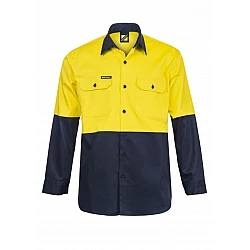Hi Vis Two Tone Long Sleeve Cotton Drill Shirt