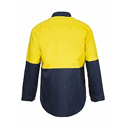 Hi Vis Two Tone Long Sleeve Cotton Drill Shirt