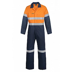 Hi Vis Two Tone Cotton Drill  Coveralls With Reflective Tape 