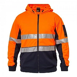 HI VIS Zipper Fleece Hoodie with Reflective Tape