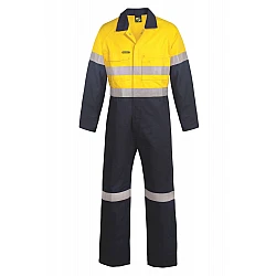 Hi Vis Two Tone Cotton Drill  Coveralls With Reflective Tape 