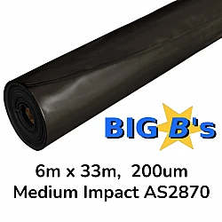 Builders Film Black Medium Impact 6M X 33M 200um Concrete Grade