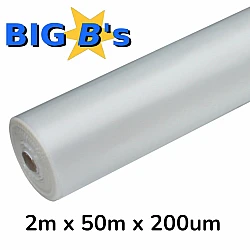 Industrial Clear Builders Plastic 2m X 50m X 200um